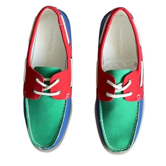 Club Room Elliott Blue/Green Boat Shoes - Picture 2 of 8